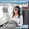 Travel Blanket Airplane Compact with Bag, Travel Essentials 3 in 1 Packable Airplane Blanket, Travel Pillow and Blanket Set, Inflatable Pillow, Luggage Sleeve & Backpack Clip (Light Grey) - Image 2